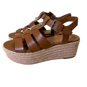 Marc Fisher Espadrille Platform Sandals Gladiator Straps Brown 8.5M‎